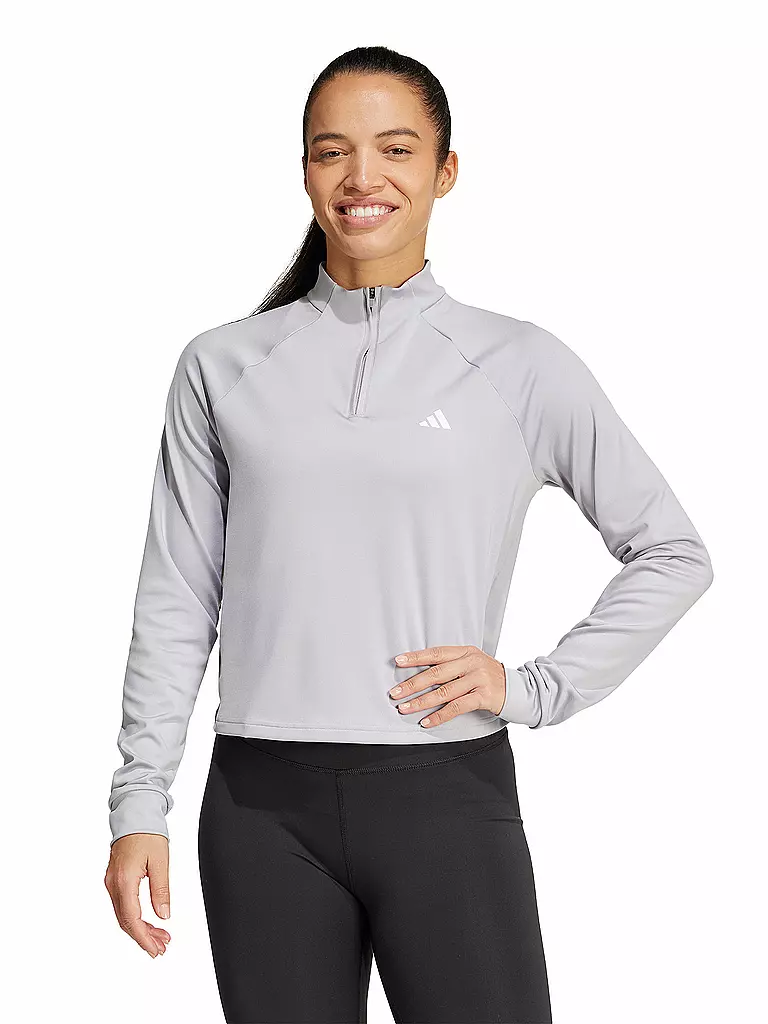 ADIDAS | Damen Fitness Zipshirt Train Essentials Minimal Branding 1/4-Zip  | Grigio