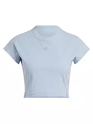 ADIDAS | Damen T-Shirt Lounge Ribbed Crop | Blu chiaro