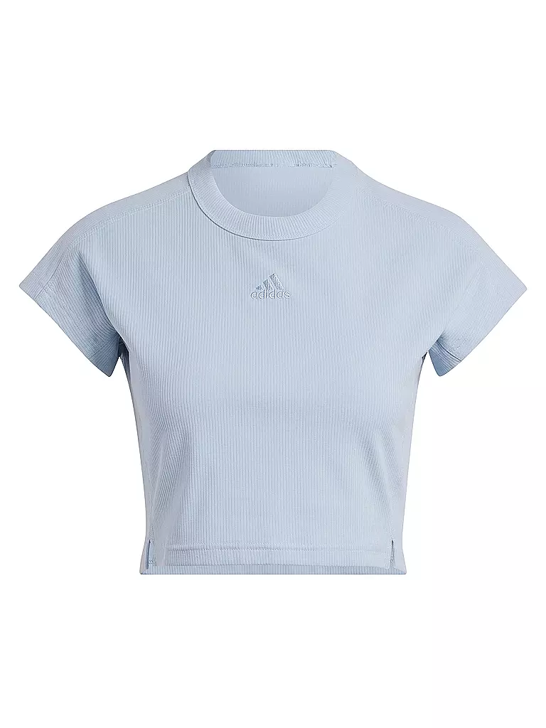 ADIDAS | Damen T-Shirt Lounge Ribbed Crop | Blu chiaro