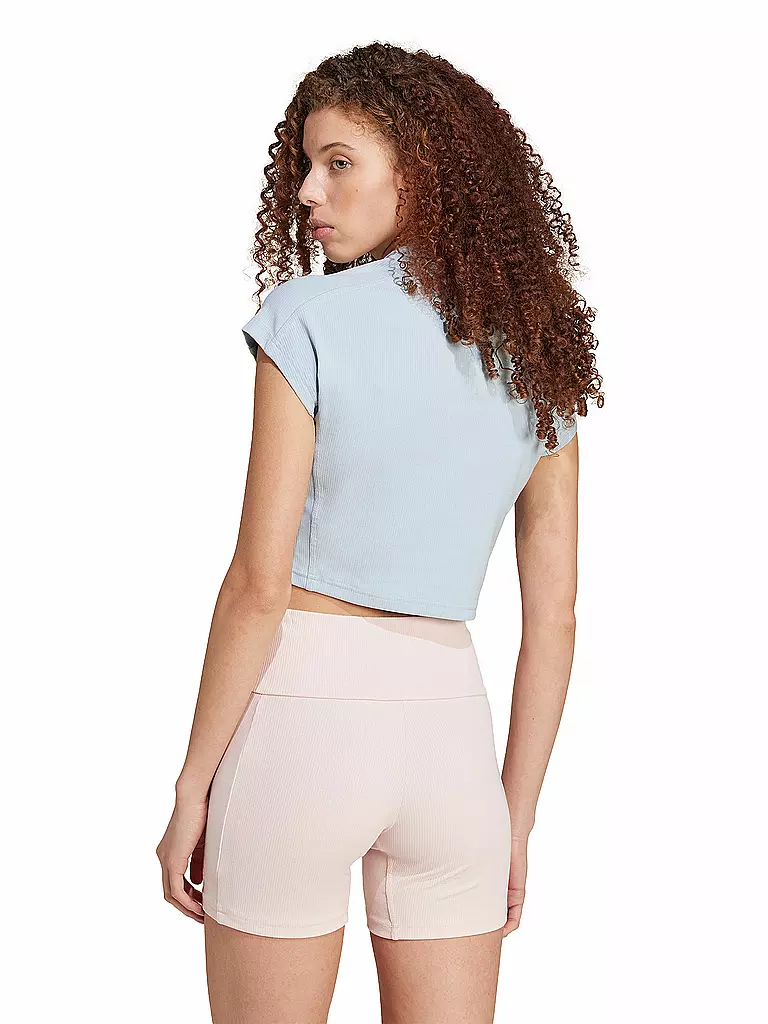 ADIDAS | Damen T-Shirt Lounge Ribbed Crop | Blu chiaro