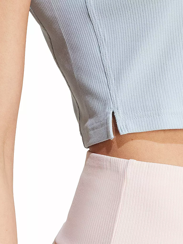 ADIDAS | Damen T-Shirt Lounge Ribbed Crop | Blu chiaro