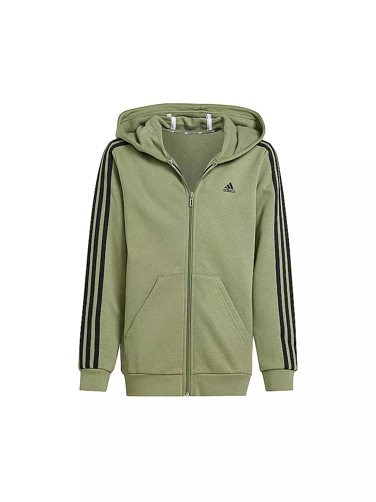 ADIDAS | Felpa con cappuccio da bambino Essentials 3-Stripes in pile | Oliva