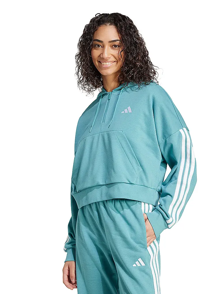 ADIDAS | Felpa con cappuccio da donna Half Zip 3S | Petrolio