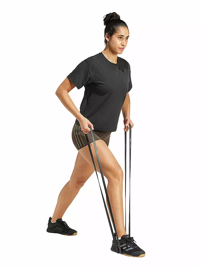 ADIDAS | Fitnessshirt da donna Power con apertura sulla schiena e 3 strisce | Nero