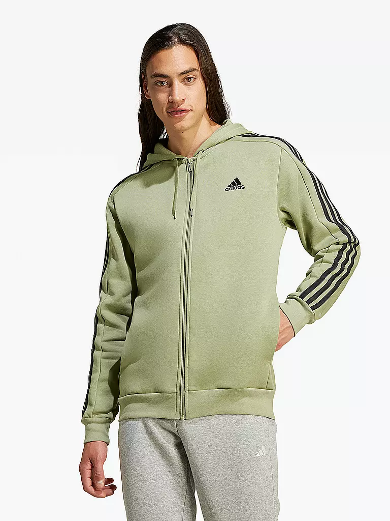 ADIDAS | Herren Kapuzenjacke Essentials 3-Streifen  | Oliva