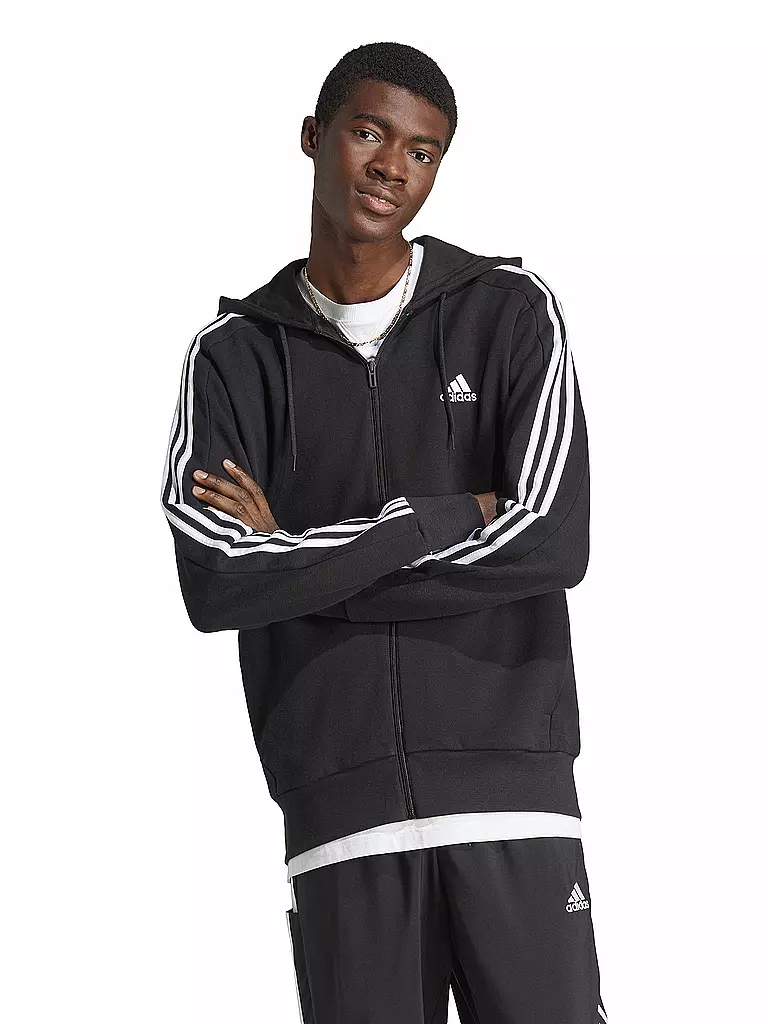 ADIDAS | Herren Kapuzenjacke Essentials French Terry 3-Streifen | Nero