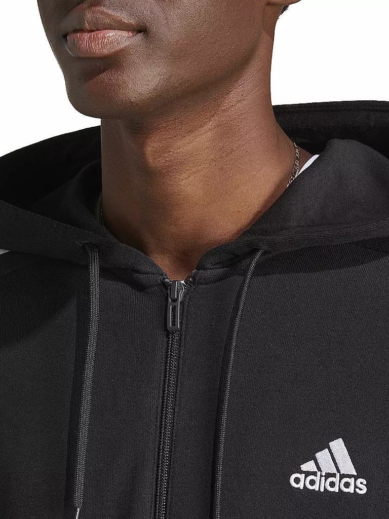 ADIDAS | Herren Kapuzenjacke Essentials French Terry 3-Streifen | Nero