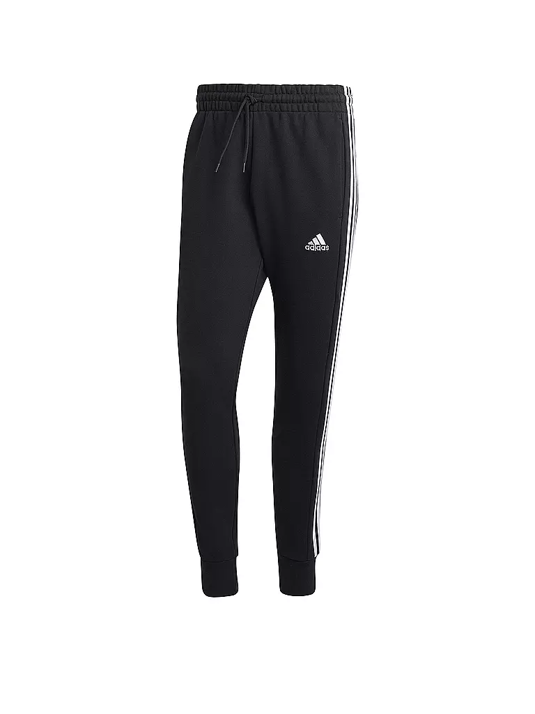 ADIDAS | Pantaloni da jogging da uomo Essentials French Terry con polsini affusolati e 3 strisce | Nero