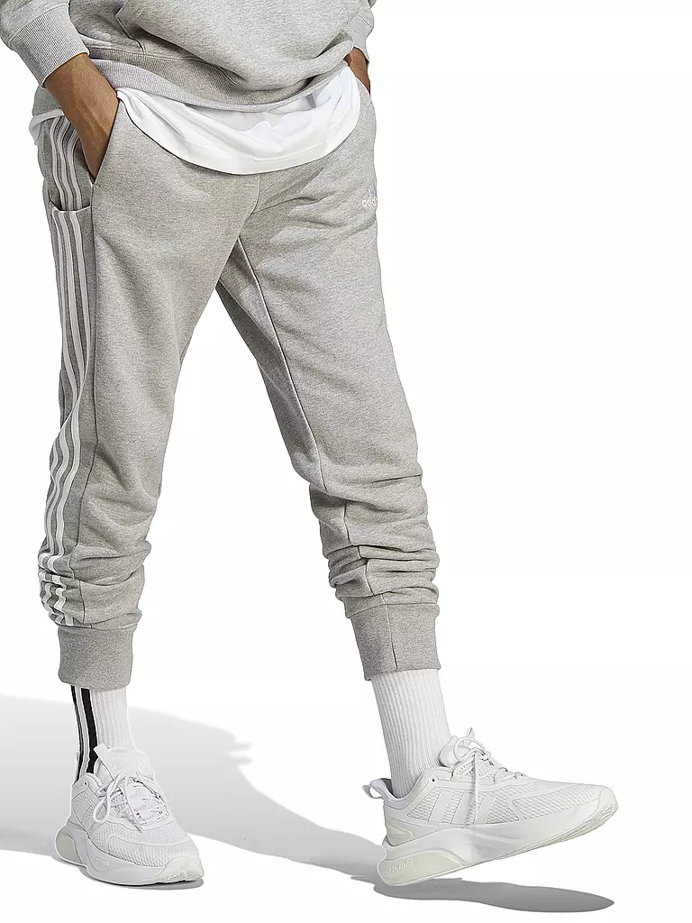 ADIDAS | Pantaloni da jogging da uomo Essentials French Terry con polsini affusolati e 3 strisce | Grigio
