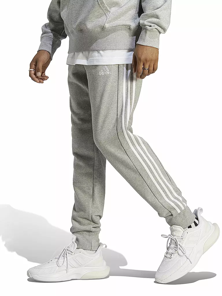 ADIDAS | Pantaloni da jogging da uomo Essentials French Terry con polsini affusolati e 3 strisce | Grigio