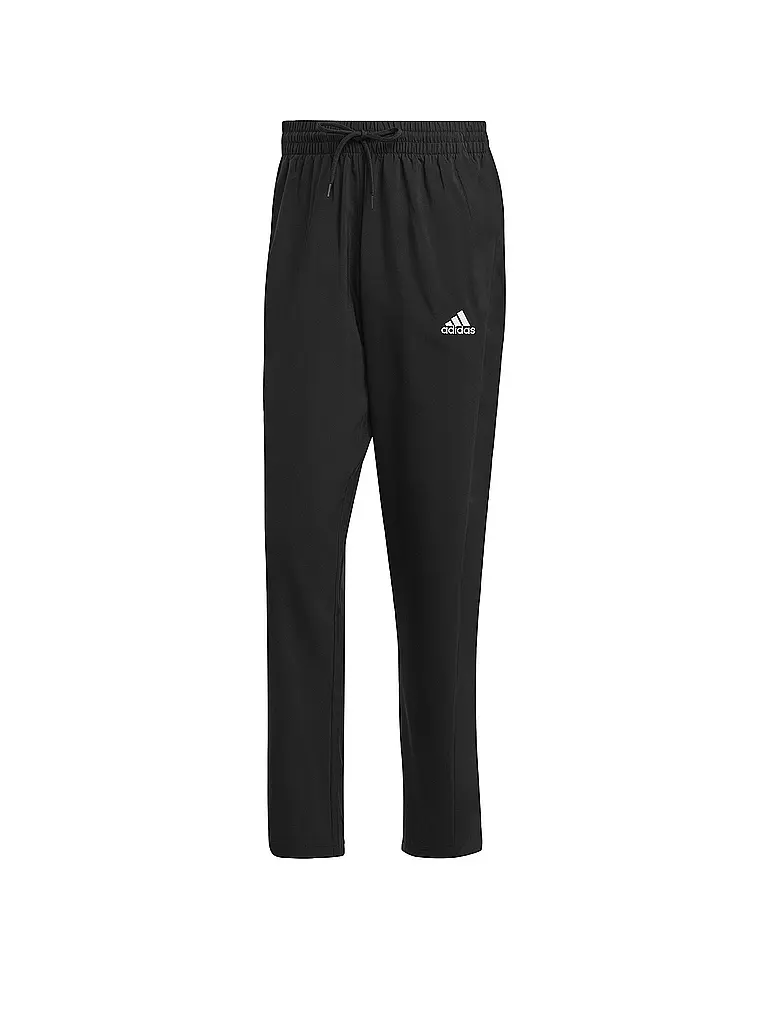 ADIDAS | Pantaloni da uomo AEROREADY Essentials Stanford con orlo aperto e piccolo logo ricamato | Nero