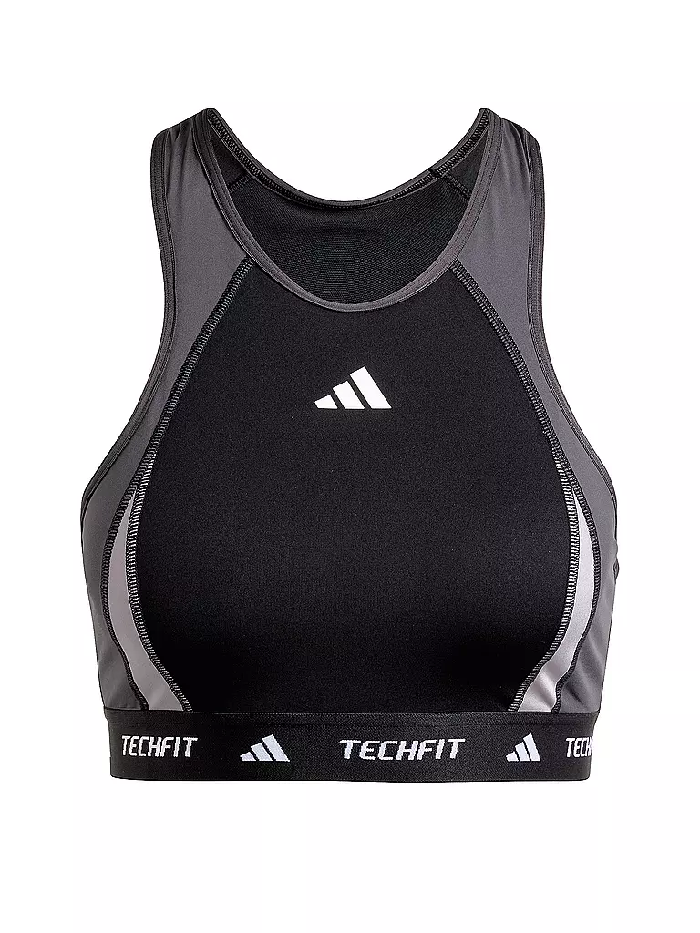 ADIDAS | Reggiseno sportivo da donna TECHFIT High-Neck Colorblock a supporto medio | Nero