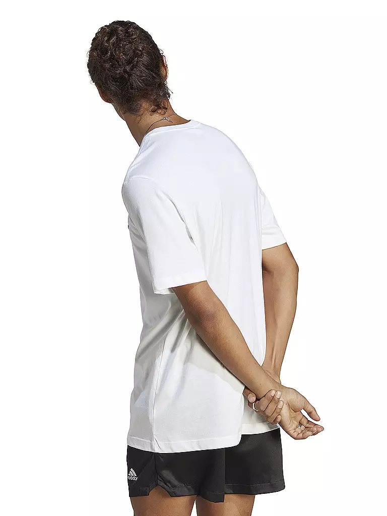 ADIDAS | T-shirt da uomo Essentials in single jersey con piccolo logo ricamato | Bianco