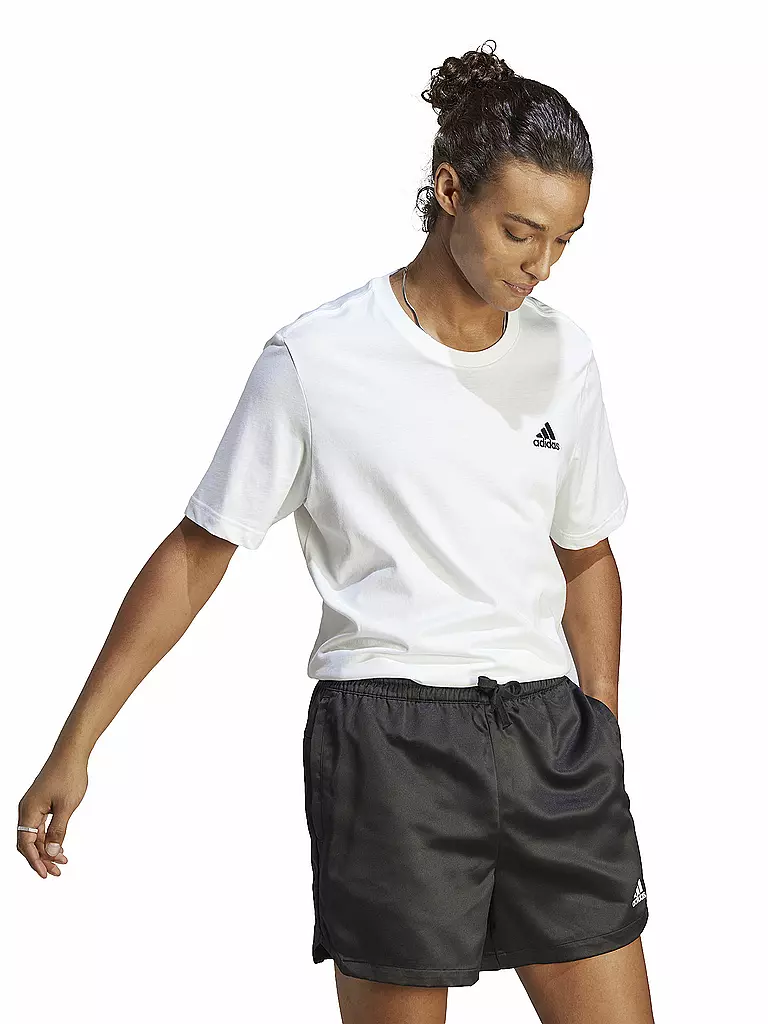ADIDAS | T-shirt da uomo Essentials in single jersey con piccolo logo ricamato | Bianco