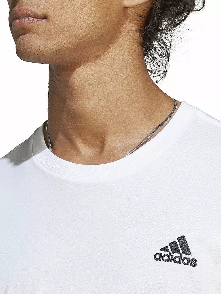 ADIDAS | T-shirt da uomo Essentials in single jersey con piccolo logo ricamato | Bianco
