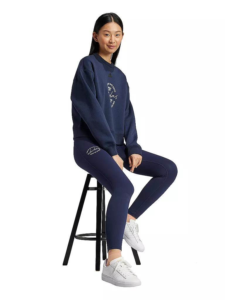 ADIDAS | Tight da donna Signature con stampa grafica a vita alta 7/8 | Blu scuro