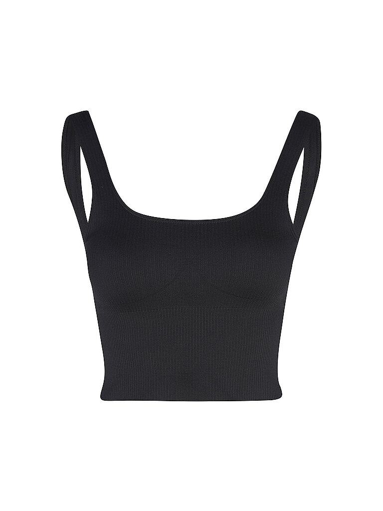 Top da donna a coste senza cuciture nero S
