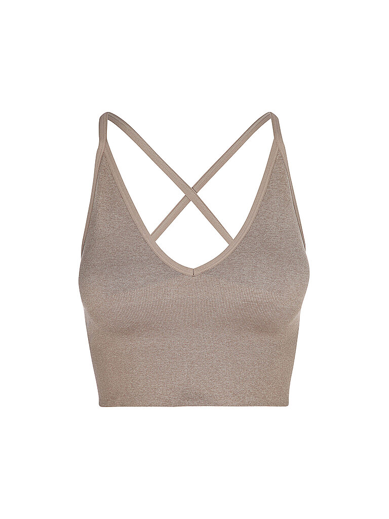 Reggiseno sportivo da donna Bralette Cross Back Shape Seamless Medium Support marrone M