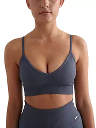 AIM'N | Reggiseno sportivo da donna a coste senza cuciture cropped | Blu scuro