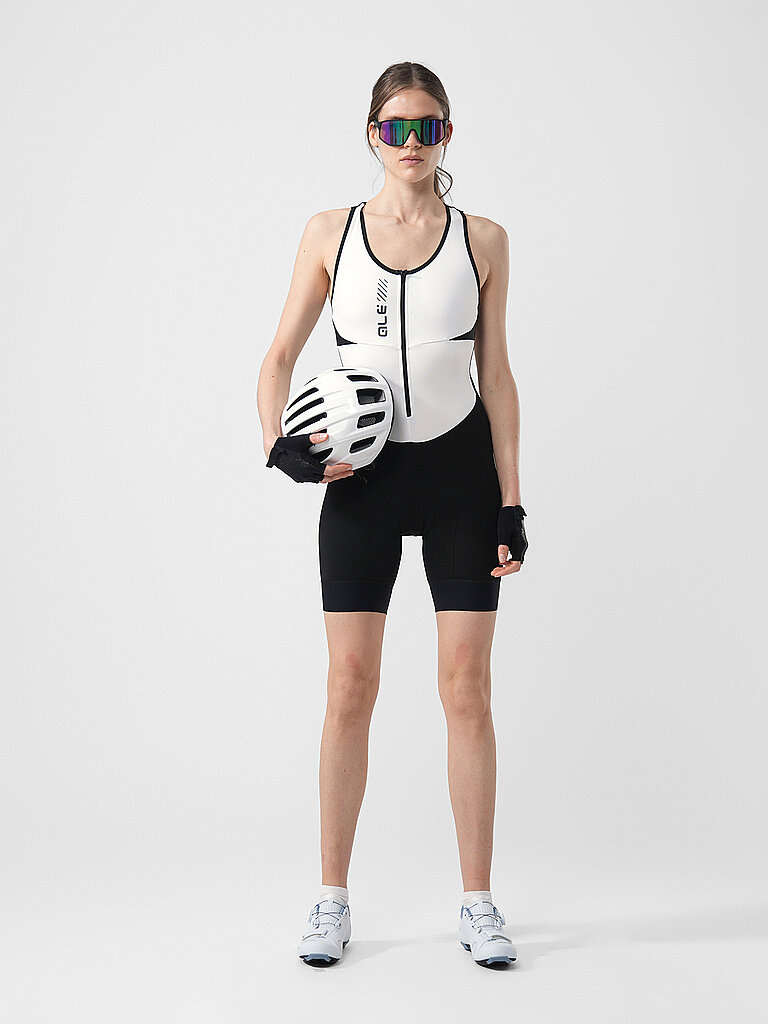 Body da ciclismo da donna Color Block bianco M