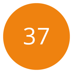 Cerchio arancione con il numero 37 in bianco al centro.