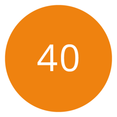 Cerchio arancione con il numero 40 in bianco al centro.