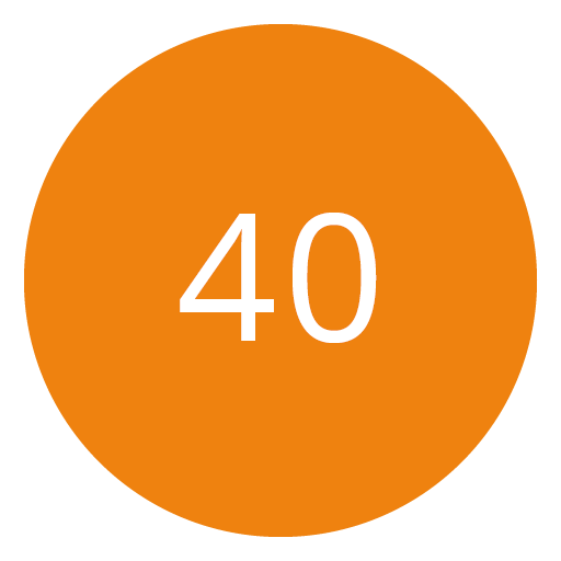 Cerchio arancione con il numero 40 in bianco al centro.