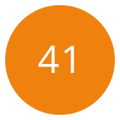 Cerchio arancione con il numero 41 in bianco al centro.