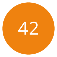 Un cerchio arancione con il numero 42 in bianco al centro.
