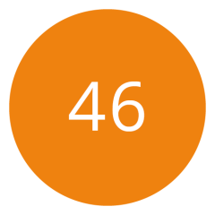 Cerchio arancione con il numero 46 in bianco al centro.