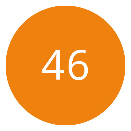 Cerchio arancione con il numero 46 in bianco al centro.