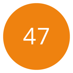 Cerchio arancione con il numero 47 in bianco al centro.