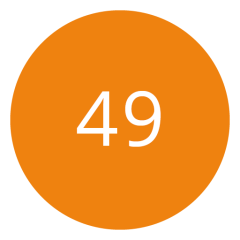 Cerchio arancione con il numero 49 in bianco al centro.