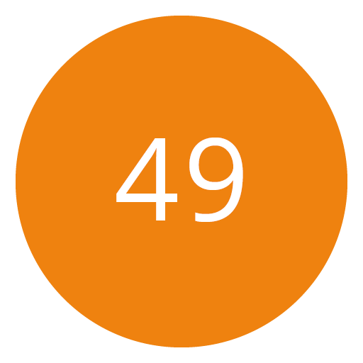 Cerchio arancione con il numero 49 in bianco al centro.
