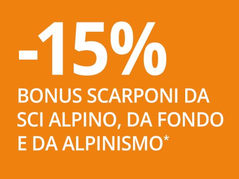 -15% bonus scarponi da sci alpino, da fondo e da alpinismo*