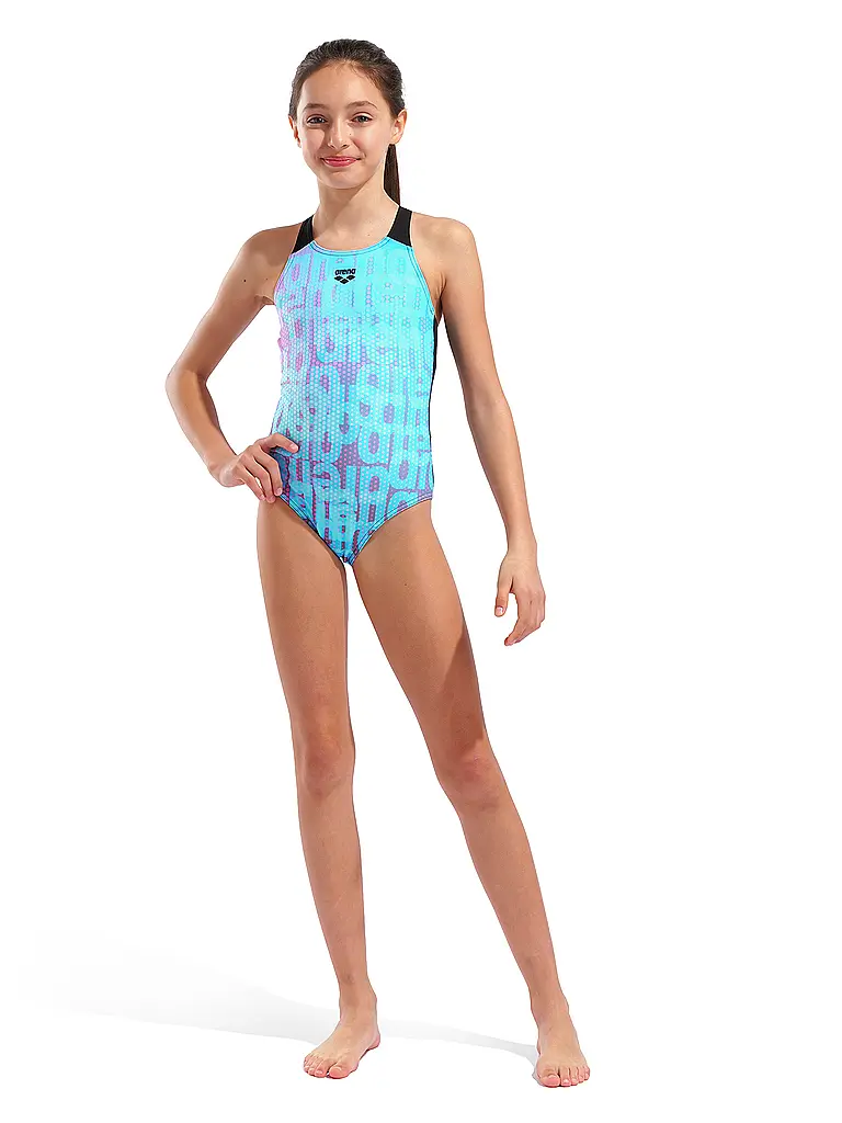 ARENA | Costume da bagno da ragazza multicolore | Turchese