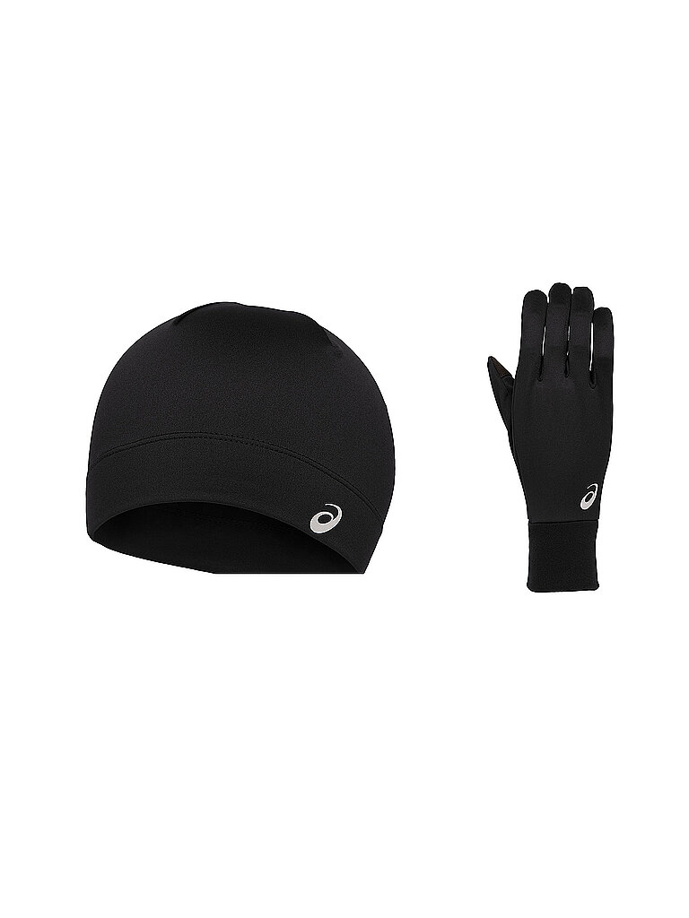 Set da running da uomo con cappello e guanti RUNNING PACK nero L