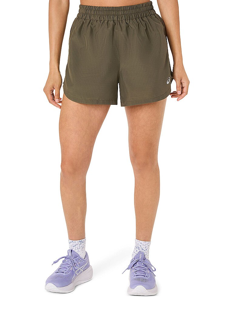 Pantaloncini da running da donna Nagino Run regolabili da 4 pollici oliva XS
