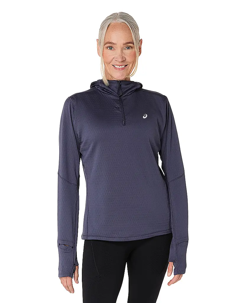 ASICS | Maglietta da running da donna Road Winter con cappuccio | Blu scuro