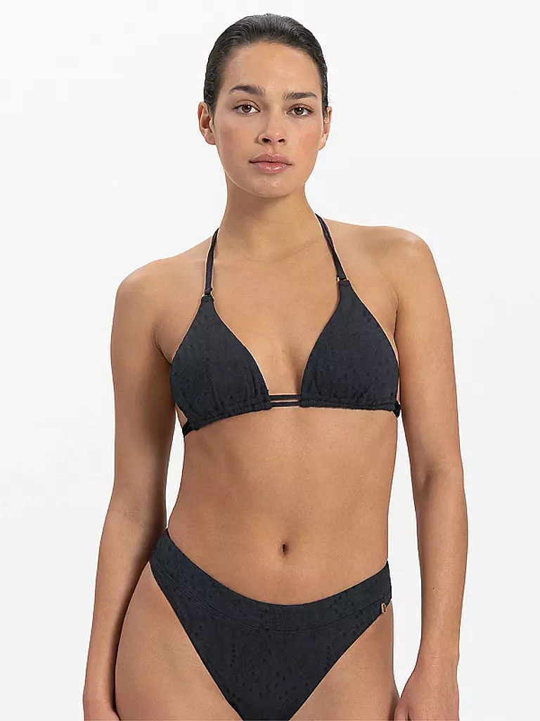 BEACHLIFE | Top bikini da donna Black Embroidery | Nero