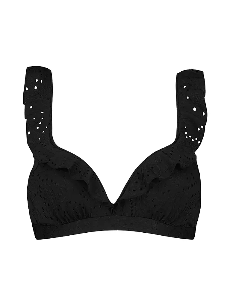 BEACHLIFE | Top bikini da donna con ricamo nero | Nero