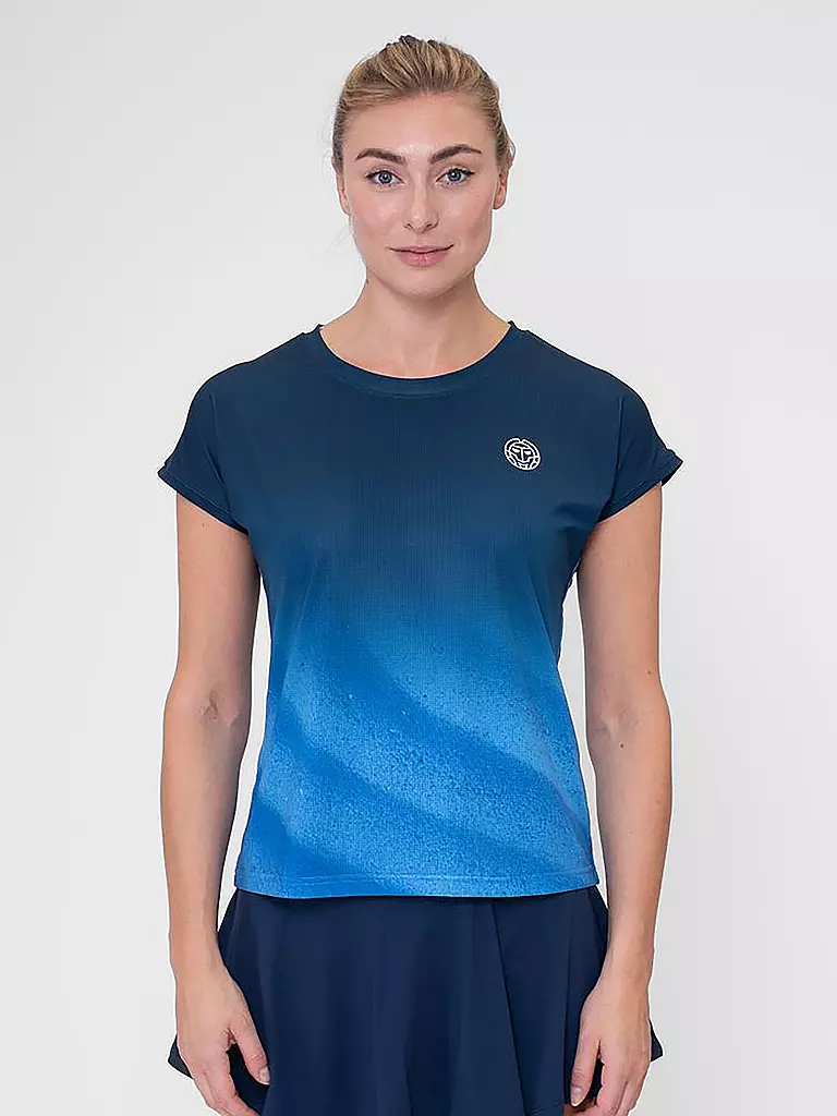 BIDI BADU | Damen Tennisshirt Beach Spirit Capsleeve | Blu scuro