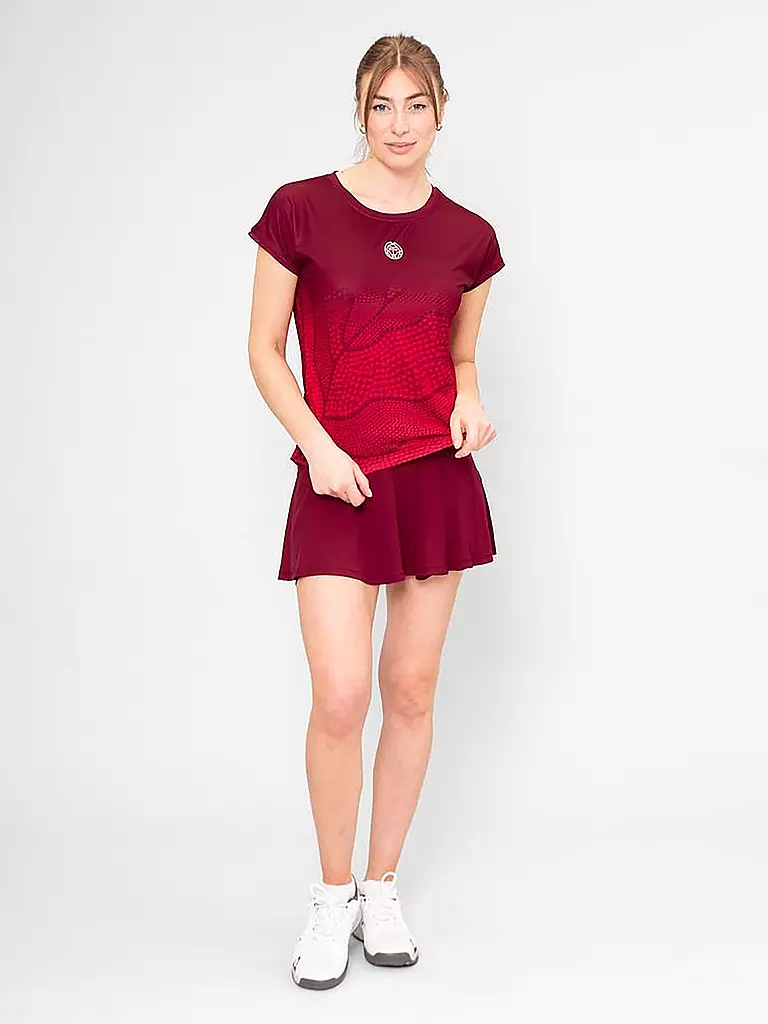 BIDI BADU | Damen Tennisskort Protected Leafs Wavy | Rosso scuro