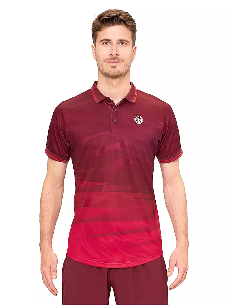BIDI BADU | Herren Tennispolo Protected Leafs | Rosso scuro
