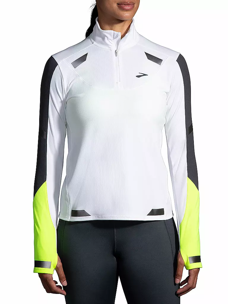 BROOKS | Damen Laufshirt Run Visible 1/2 Zip | Bianco