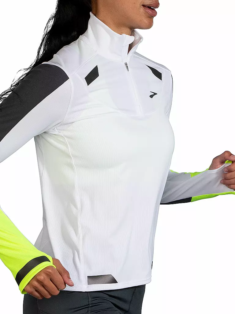 BROOKS | Damen Laufshirt Run Visible 1/2 Zip | Bianco