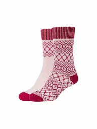 CAMANO | Calzini da donna per il tempo libero Cosy Jacquard, confezione da 2 | Rosso scuro
