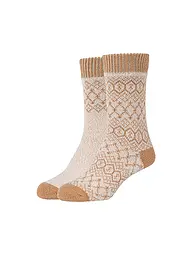 CAMANO | Calzini da donna per il tempo libero Cosy Jacquard, confezione da 2 | Beige