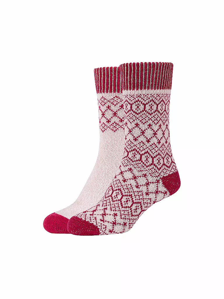 CAMANO | Calzini da donna per il tempo libero Cosy Jacquard, confezione da 2 | Rosso scuro