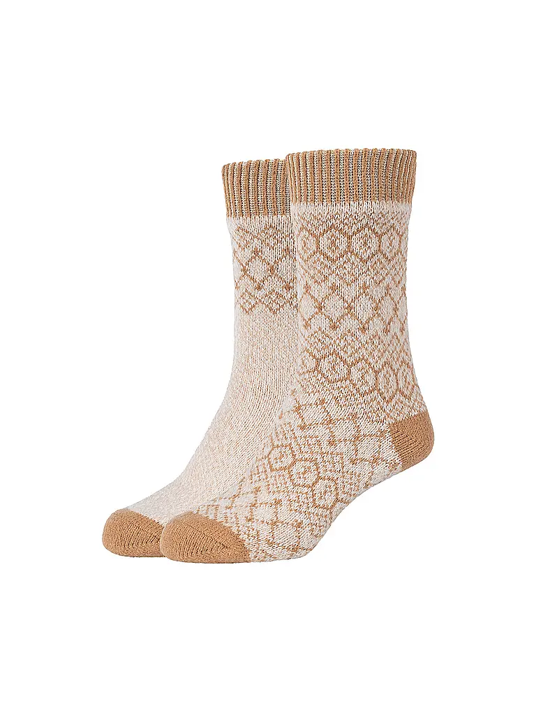 CAMANO | Calzini da donna per il tempo libero Cosy Jacquard, confezione da 2 | Beige